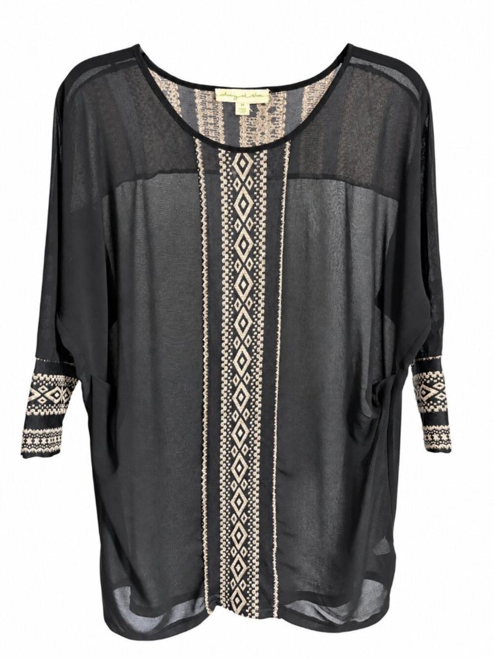 Staring at Stars Urban Outfitters Black Cream Sheer Dolman Tunic – M